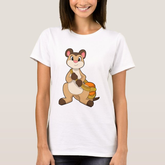 Meerkat med Bag T Shirt (Framsida)