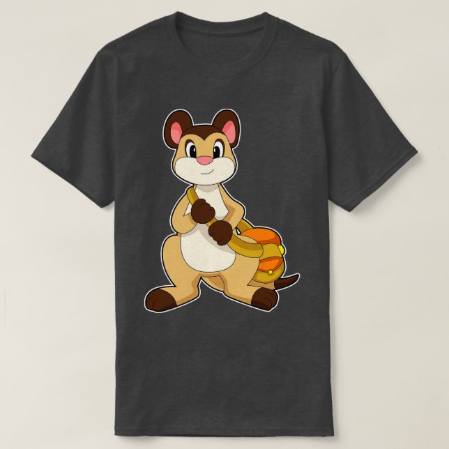 Meerkat med Bag T Shirt (Design framsida)
