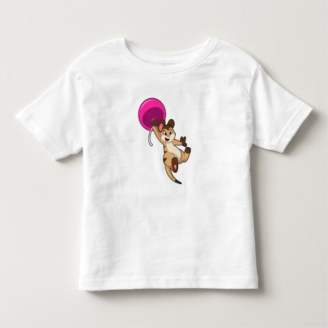 Meerkat med Balloon T Shirt (Framsida)