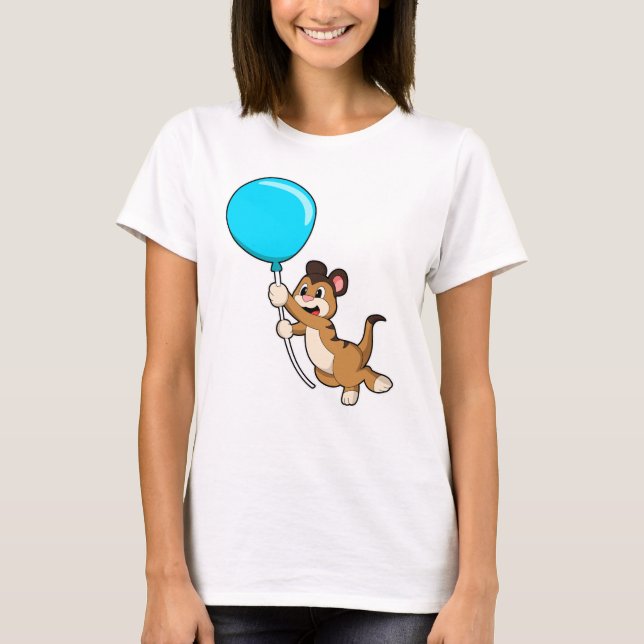 Meerkat med Balloon T Shirt (Framsida)