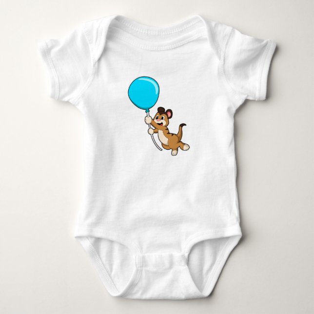 Meerkat med Balloon T Shirt (Framsida)