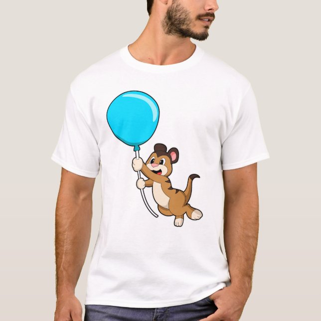 Meerkat med Balloon T Shirt (Framsida)