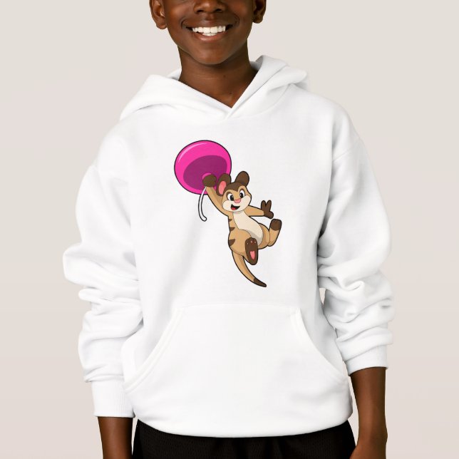 Meerkat med Balloon T Shirt (Framsida)