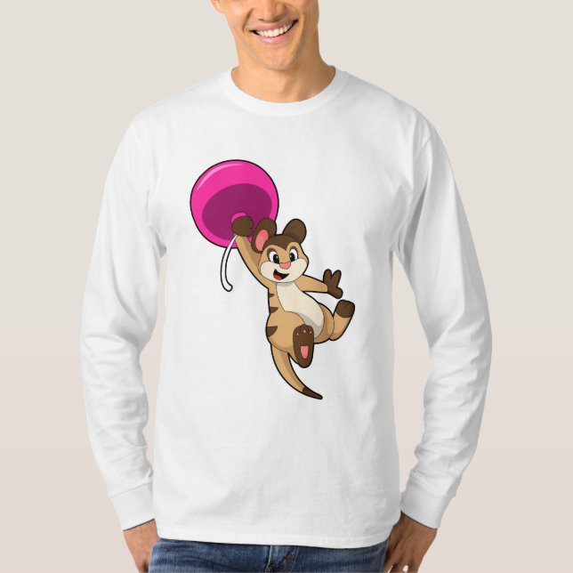 Meerkat med Balloon T Shirt (Framsida)
