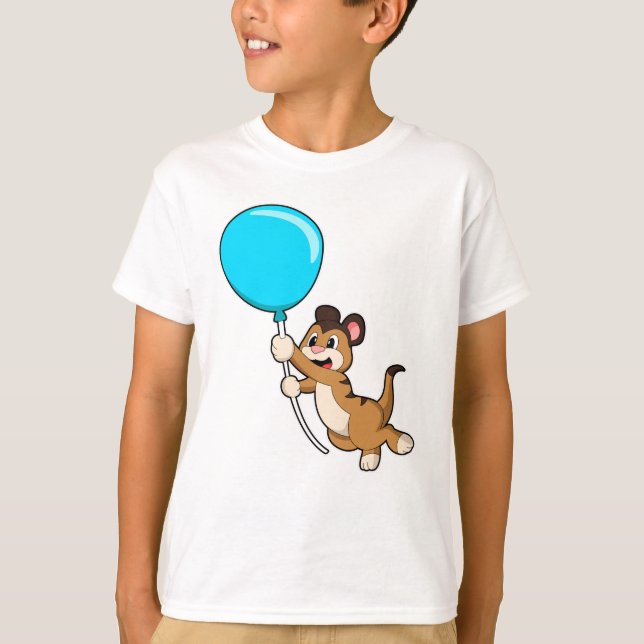 Meerkat med Balloon T Shirt (Framsida)