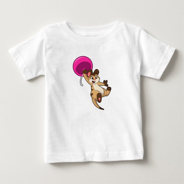 Meerkat med Balloon T Shirt (Framsida)