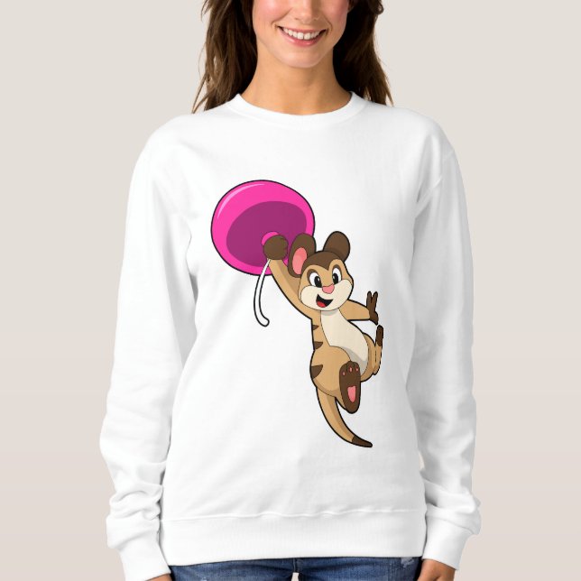 Meerkat med Balloon T Shirt (Framsida)