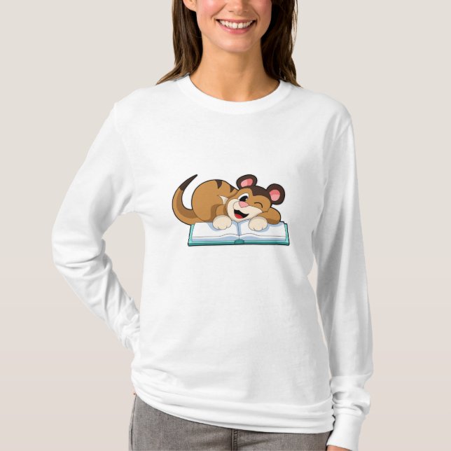 Meerkat med Bok T Shirt (Framsida)