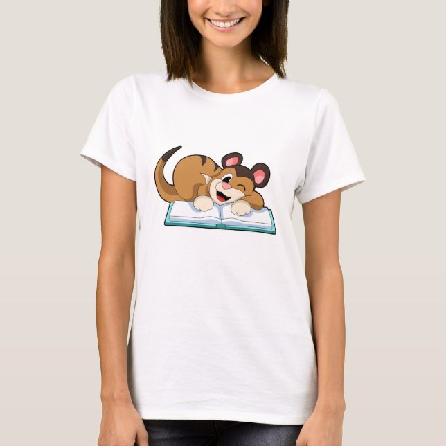 Meerkat med Bok T Shirt (Framsida)