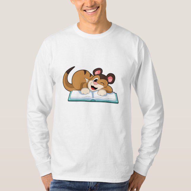 Meerkat med Bok T Shirt (Framsida)