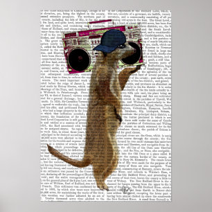 Meerkat med Boom Box Ghetto Blaster Poster