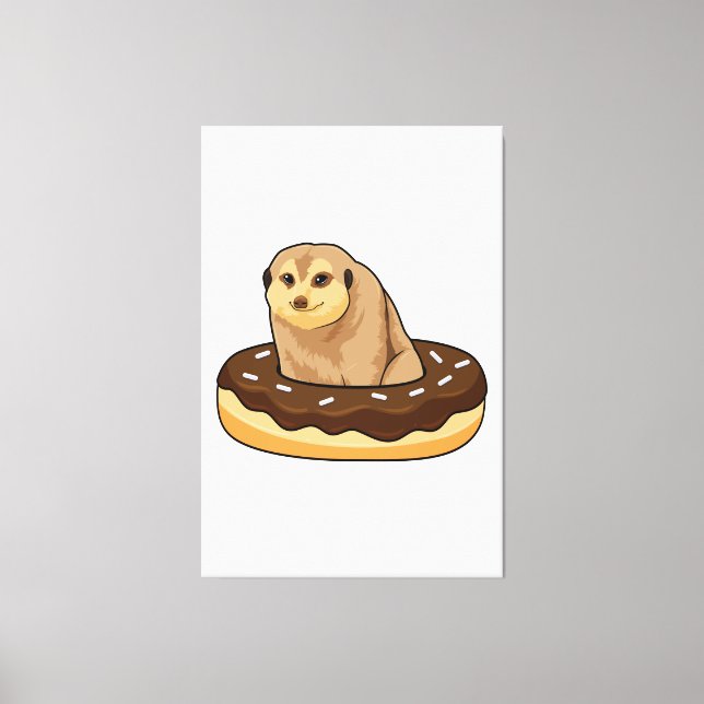 Meerkat med Donut Canvastryck (Framsida)