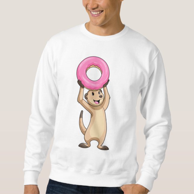 Meerkat med Donut Lång Ärmad Tröja (Framsida)