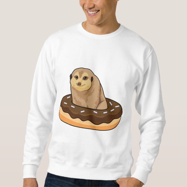 Meerkat med Donut Lång Ärmad Tröja (Framsida)