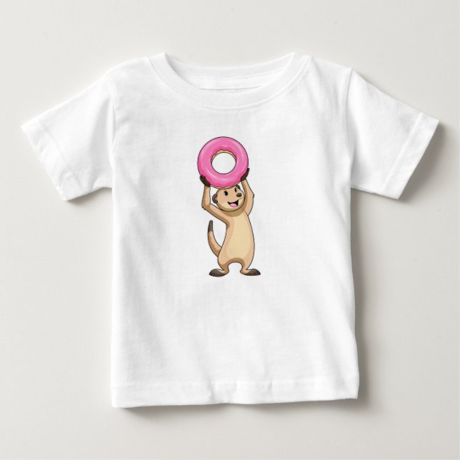 Meerkat med Donut T Shirt (Framsida)