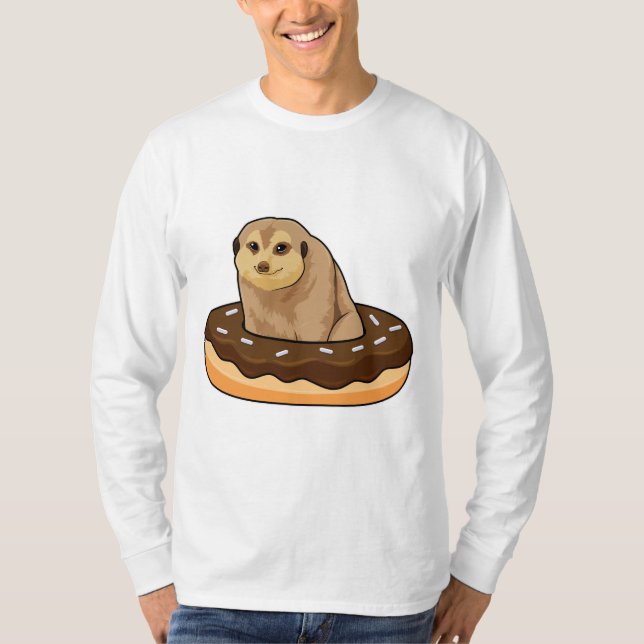 Meerkat med Donut T Shirt (Framsida)