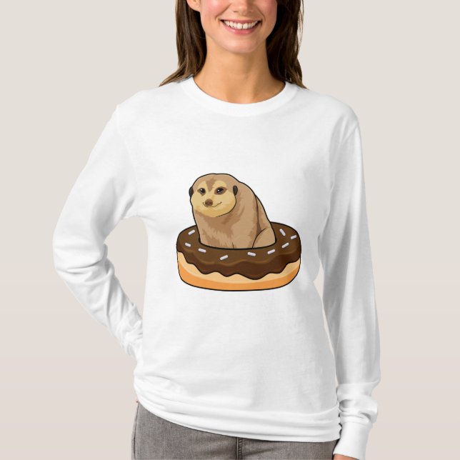 Meerkat med Donut T Shirt (Framsida)