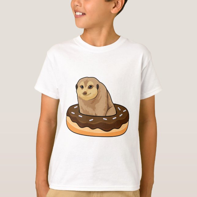 Meerkat med Donut T Shirt (Framsida)