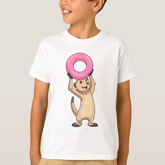 Meerkat med Donut T Shirt (Framsida)