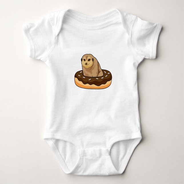 Meerkat med Donut T Shirt (Framsida)