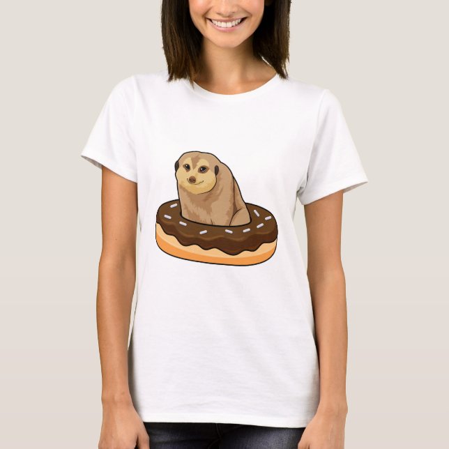 Meerkat med Donut T Shirt (Framsida)