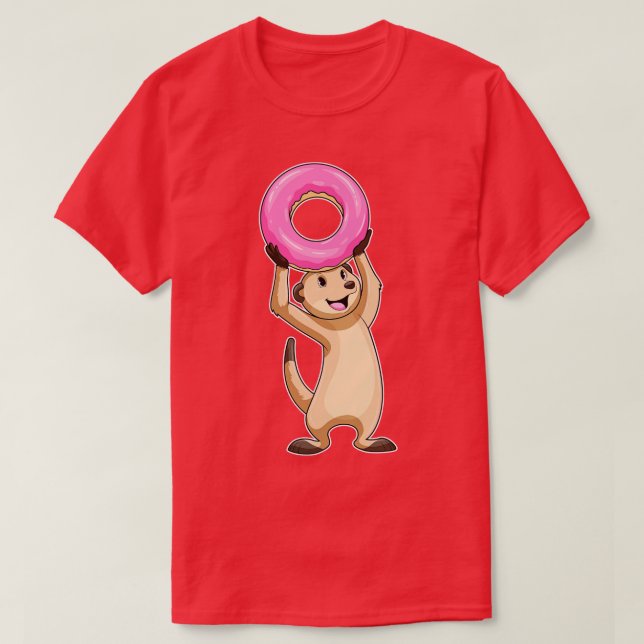 Meerkat med Donut T Shirt (Design framsida)