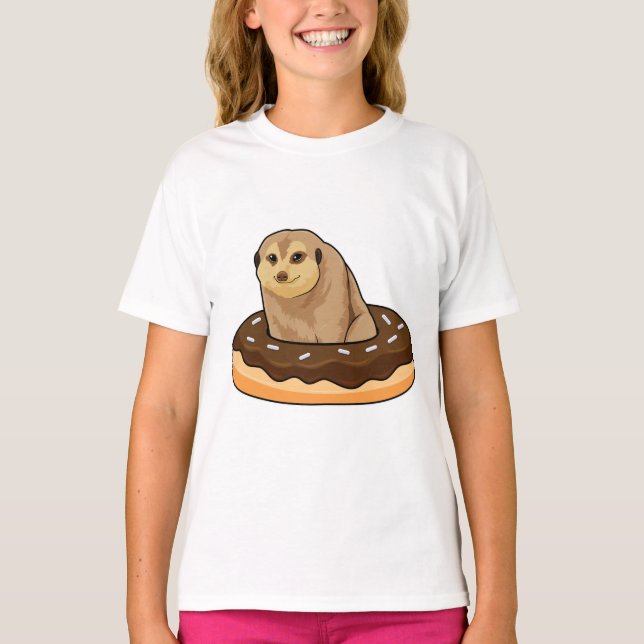 Meerkat med Donut T Shirt (Framsida)
