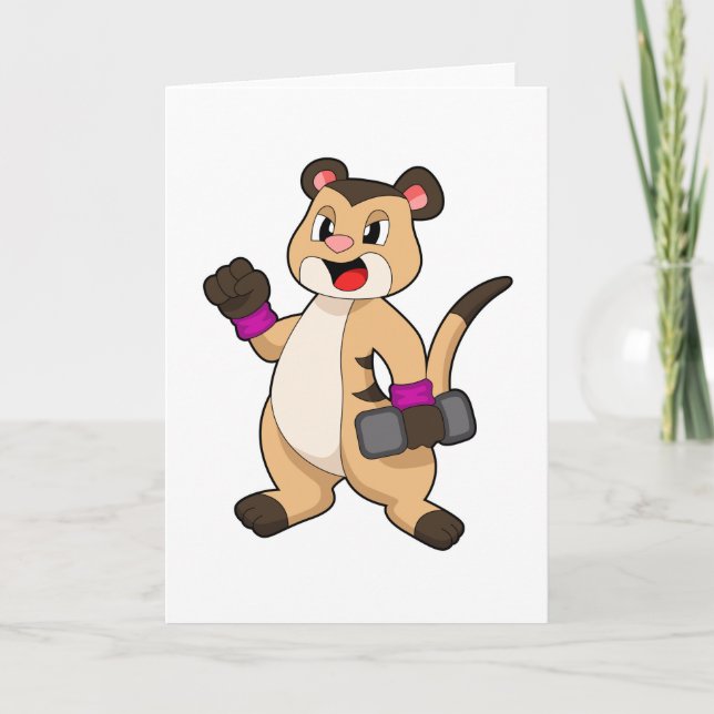 Meerkat med Dumbbell Kort (Framsida)