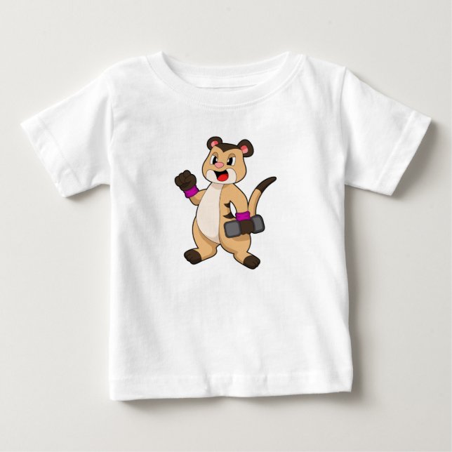Meerkat med Dumbbell T Shirt (Framsida)
