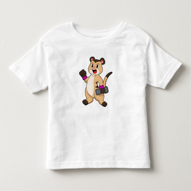 Meerkat med Dumbbell T Shirt (Framsida)