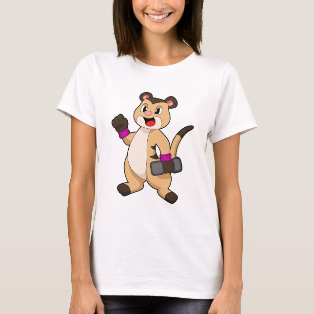 Meerkat med Dumbbell T Shirt (Framsida)