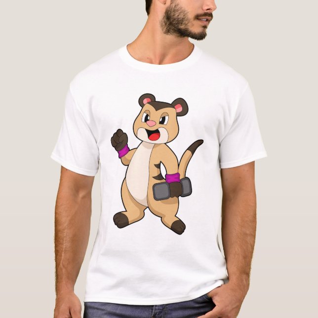 Meerkat med Dumbbell T Shirt (Framsida)