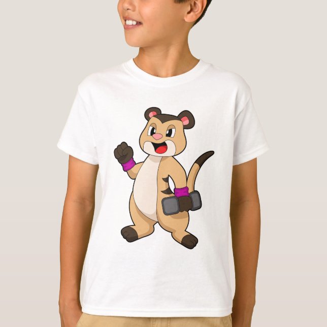 Meerkat med Dumbbell T Shirt (Framsida)