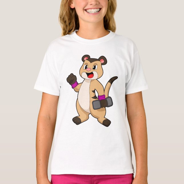 Meerkat med Dumbbell T Shirt (Framsida)