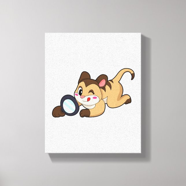 Meerkat med förstoringsglas canvastryck (Framsida)