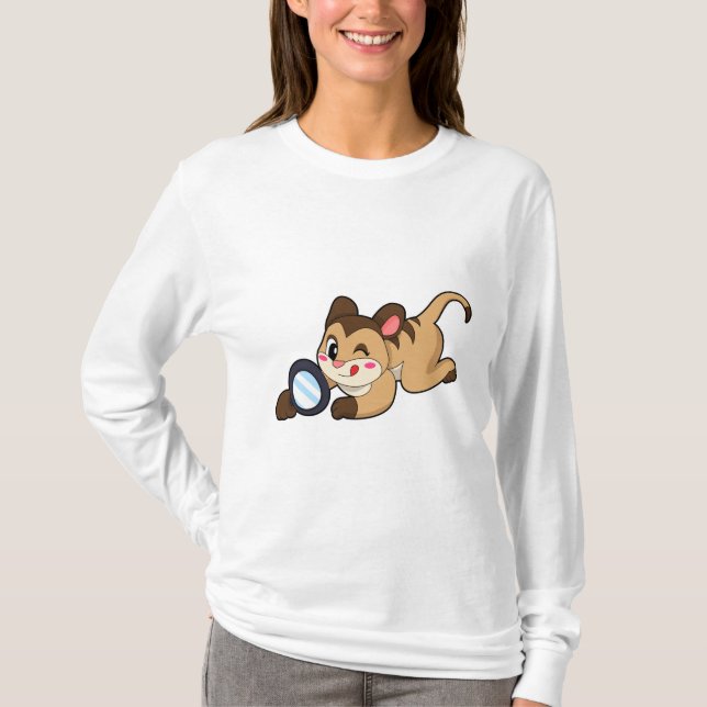 Meerkat med förstoringsglas t shirt (Framsida)