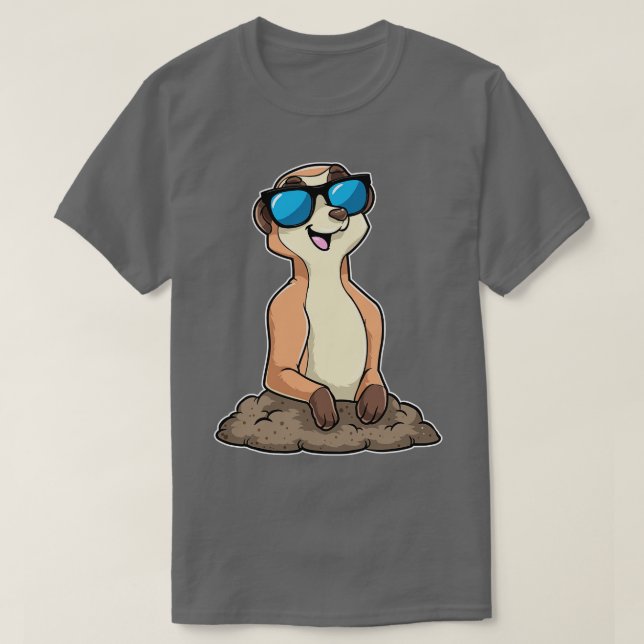 Meerkat med Glass 2 T Shirt (Design framsida)