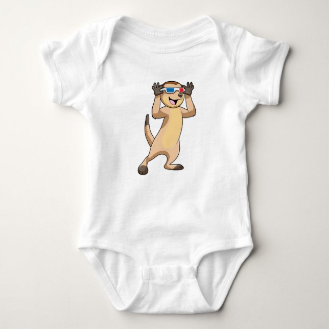Meerkat med Glass T Shirt (Framsida)