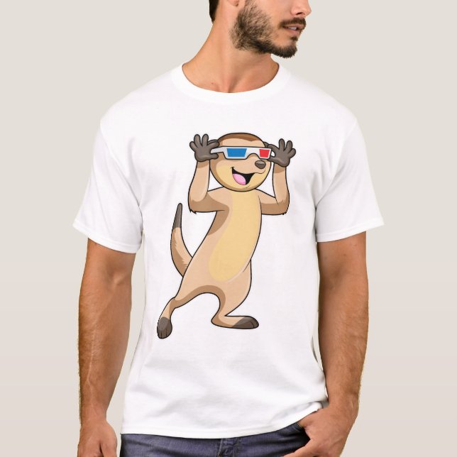 Meerkat med Glass T Shirt (Framsida)