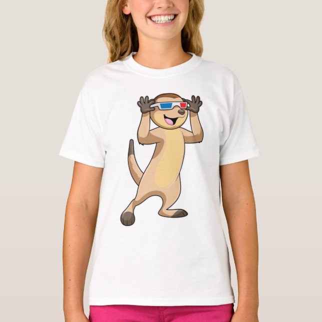Meerkat med Glass T Shirt (Framsida)