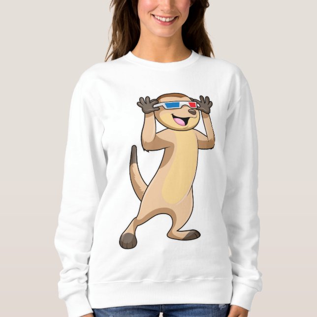 Meerkat med Glass T Shirt (Framsida)