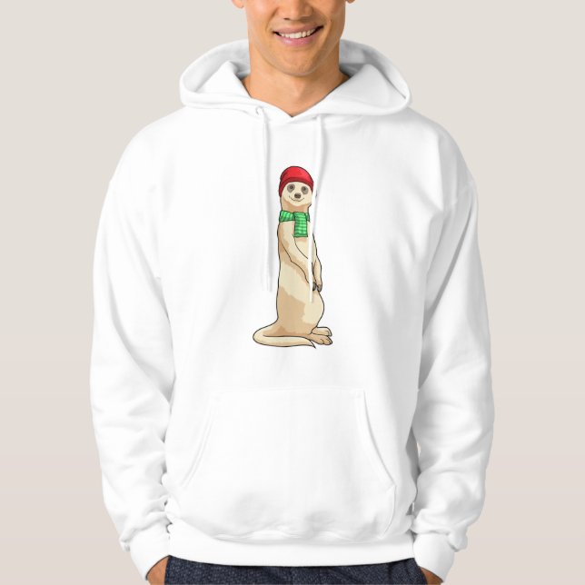 Meerkat med Hat och Scarf Hoodie (Framsida)