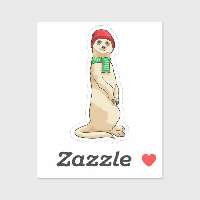 Meerkat med Hat och Scarf Klistermärken (Ark)