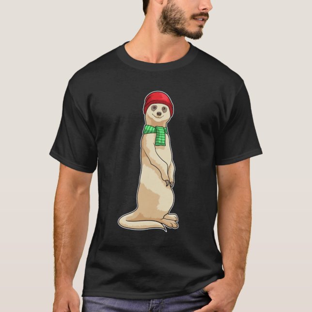 Meerkat med Hat och Scarf T Shirt (Framsida)