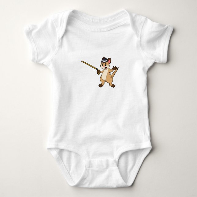 Meerkat med Hat och Walking stick T Shirt (Framsida)