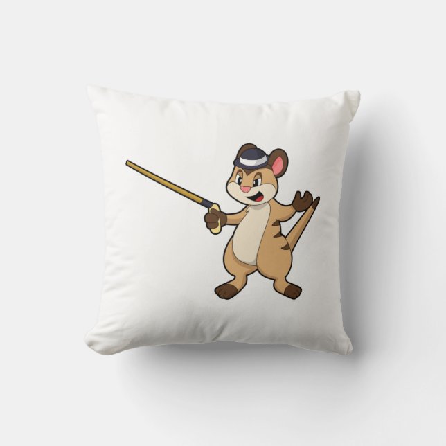 Meerkat med Hat & Walking stick Kudde (Framsida)