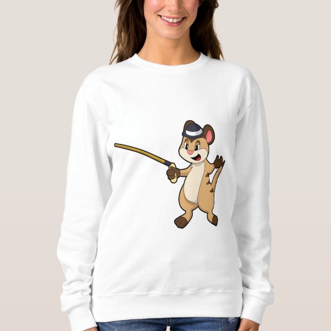 Meerkat med Hat & Walking stick T Shirt (Framsida)