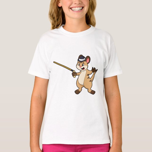 Meerkat med Hat & Walking stick T Shirt (Framsida)