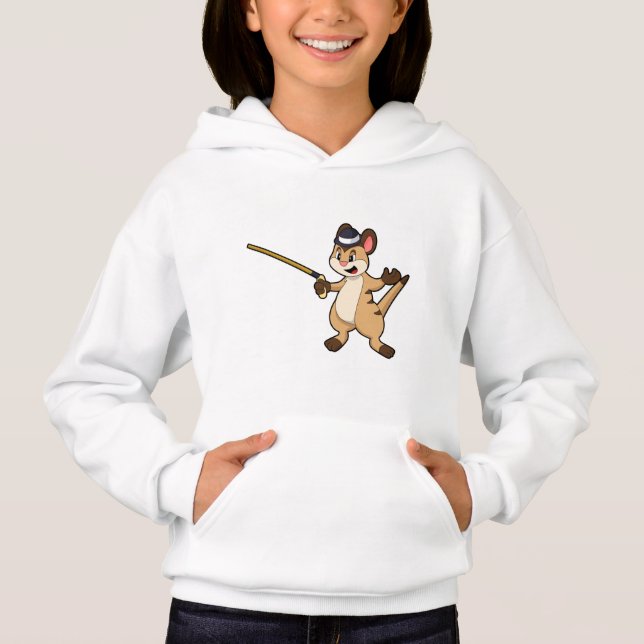 Meerkat med Hat & Walking stick T Shirt (Framsida)