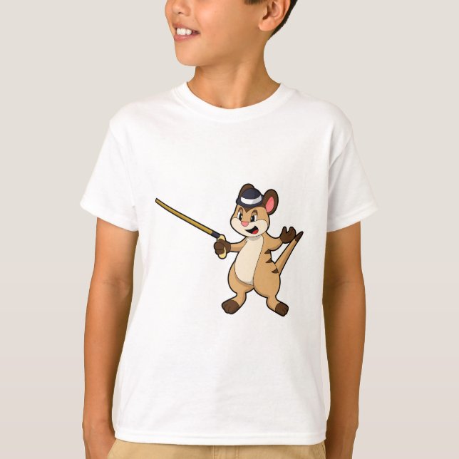 Meerkat med Hat & Walking stick T Shirt (Framsida)